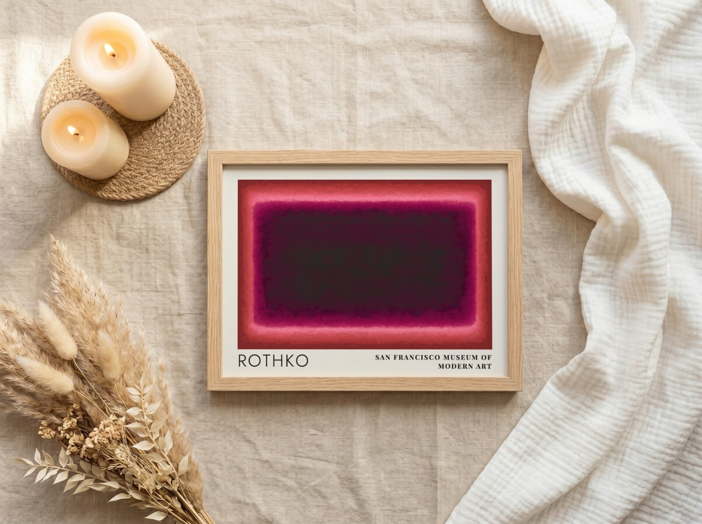 Wall art poster featuring Mark Rothko Multiforms abstract shapes in shades of deep red.