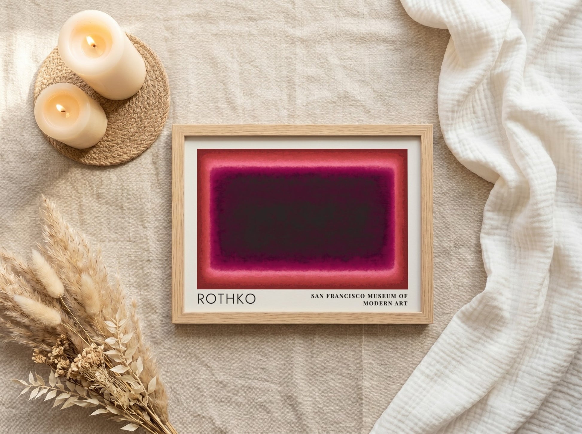 Wall art poster featuring Mark Rothko Multiforms abstract shapes in shades of deep red.