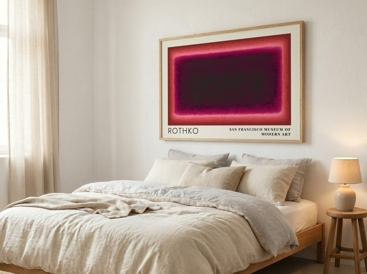 Wall art poster featuring Mark Rothko Multiforms abstract shapes in shades of deep red.