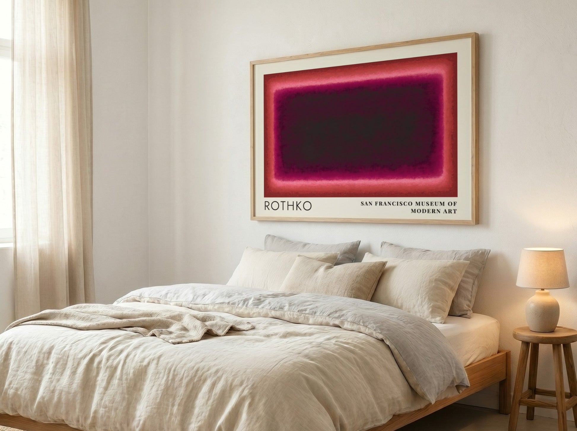 Wall art poster featuring Mark Rothko Multiforms abstract shapes in shades of deep red.