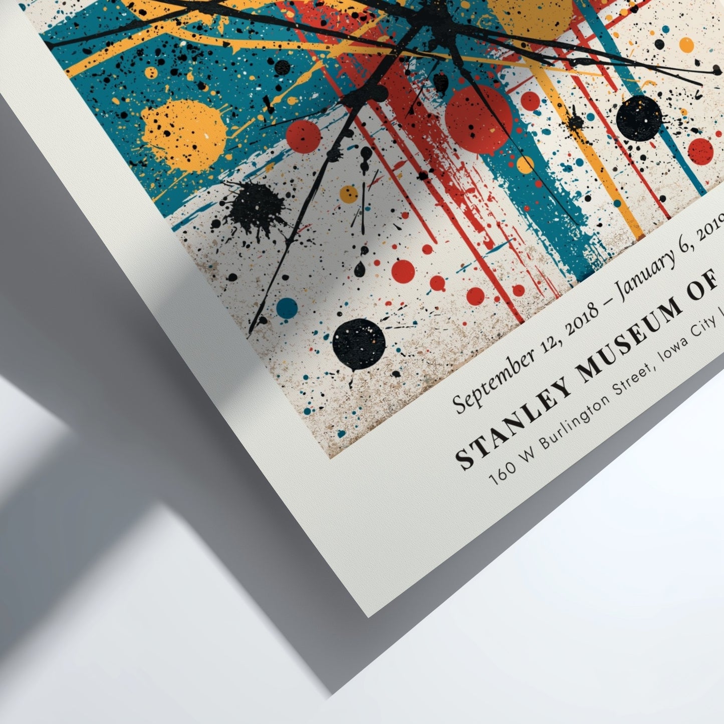 Wall art poster of Jackson Pollock Mural 1943 featuring colorful abstract paint splatters