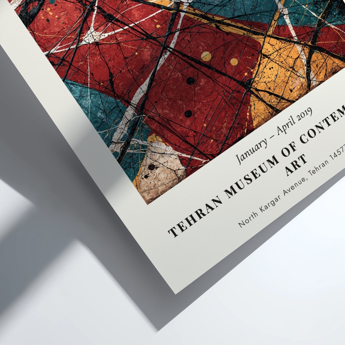Wall art poster featuring Jackson Pollock Mural on Indian Red Ground exhibition design elements.
