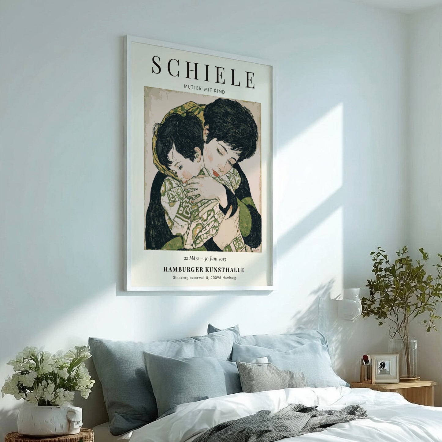 Egon Schiele poster featuring Mutter mit Kind in warm tones and expressive style