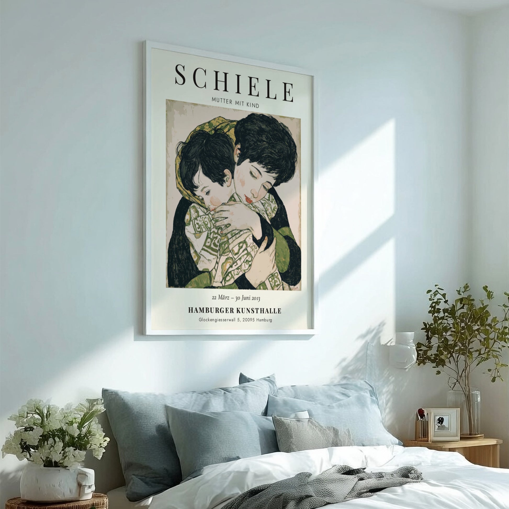 Egon Schiele poster featuring Mutter mit Kind in warm tones and expressive style