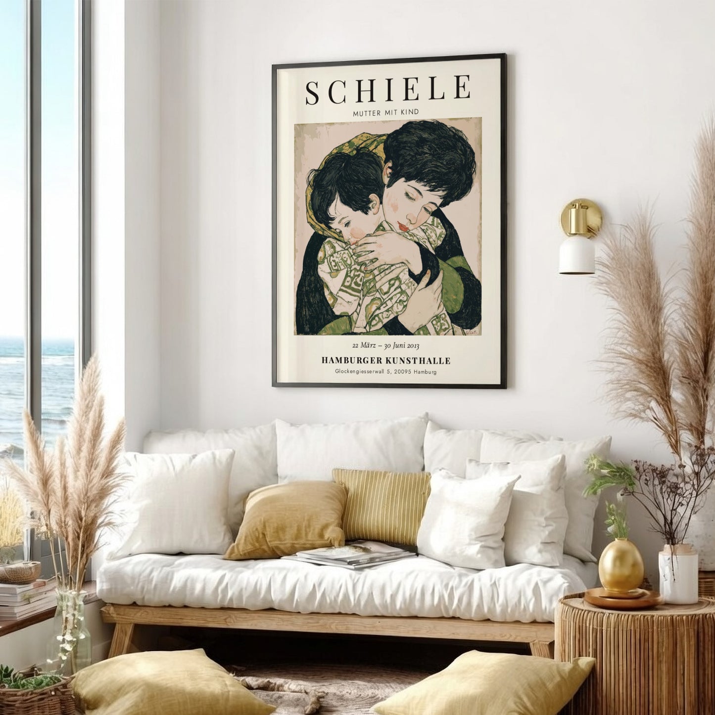 Egon Schiele poster featuring Mutter mit Kind in warm tones and expressive style