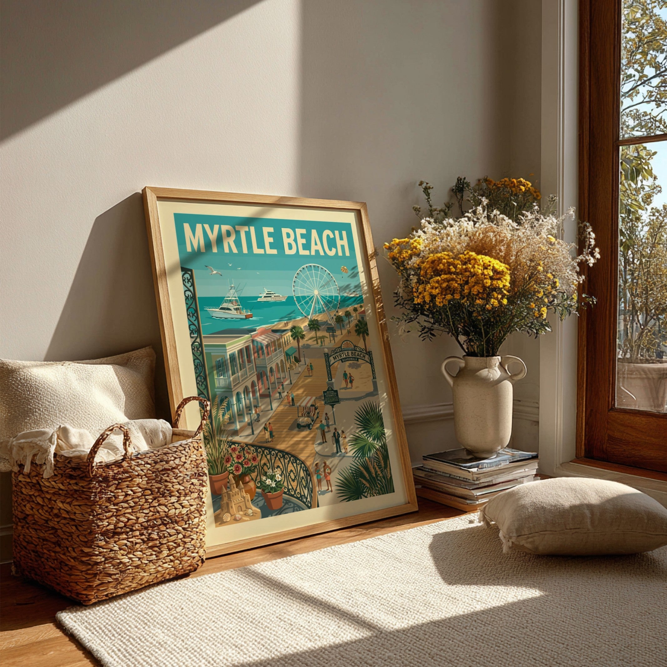 Myrtle Beach Boardwalk Poster - Coastal Wall Art – Brighton Posters