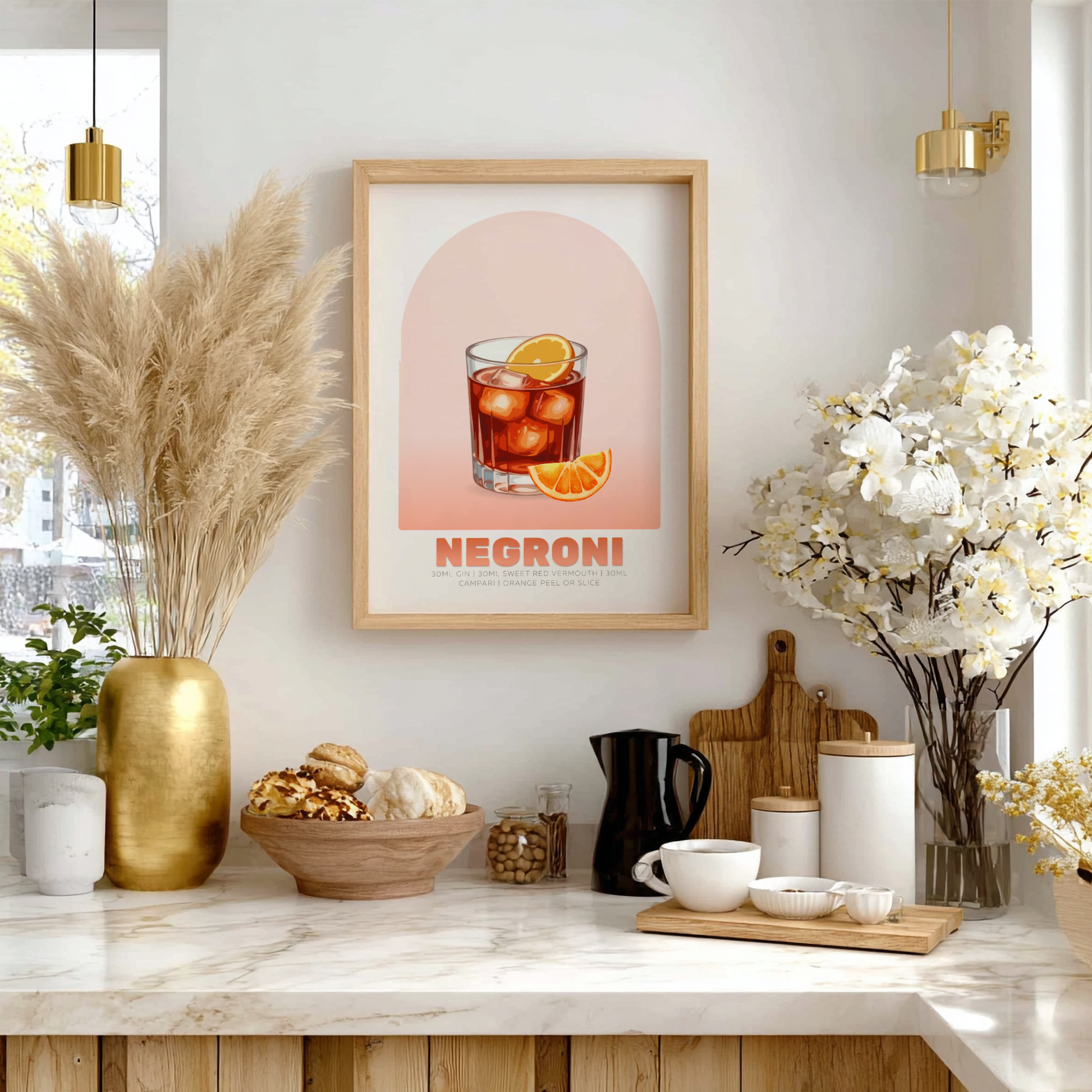 Negroni Cocktail Poster - Drinks Wall Art