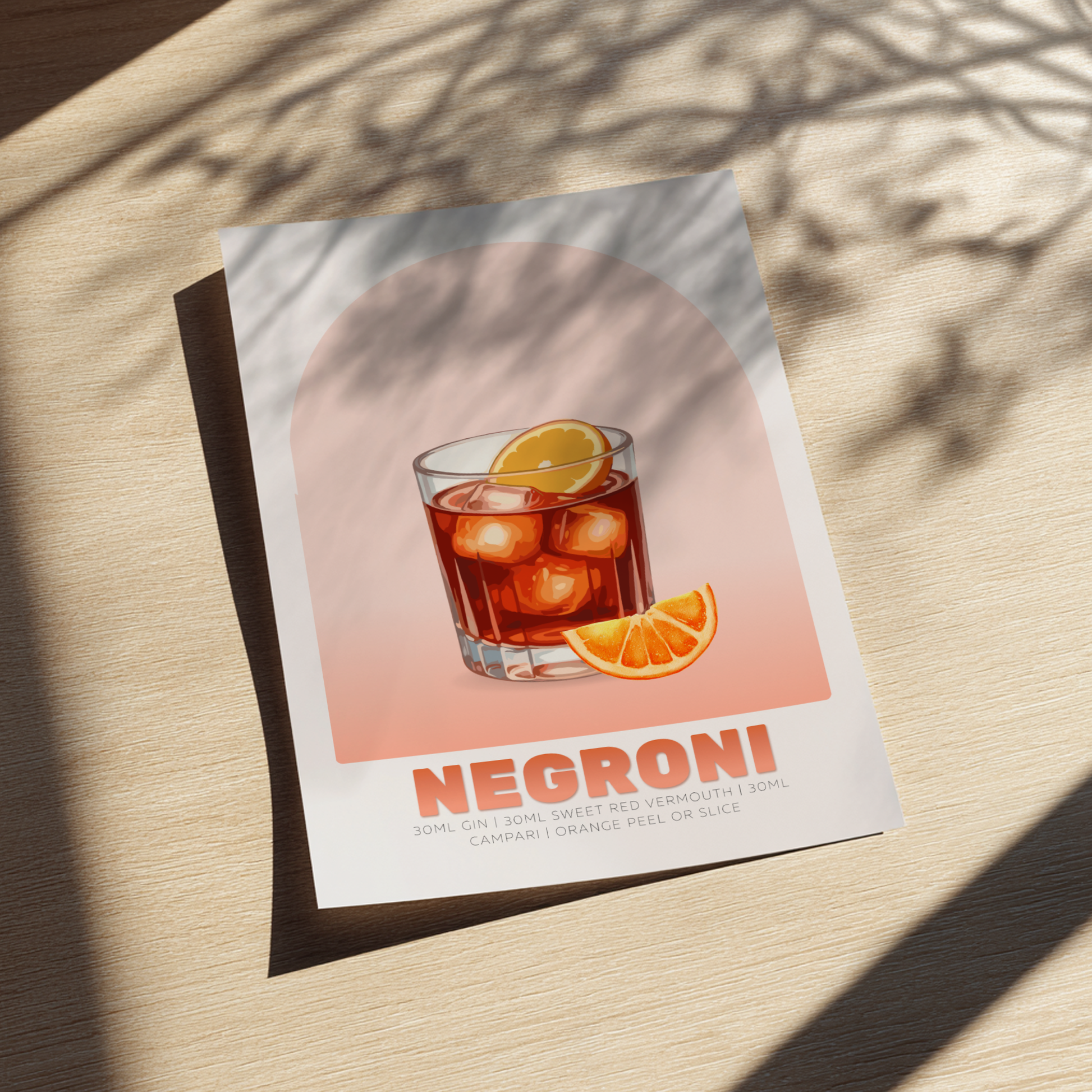Negroni Cocktail Poster - Drinks Wall Art