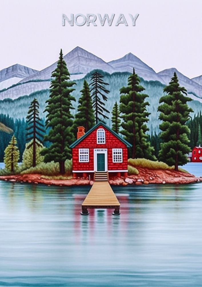 Europe NORWAY TRAVEL PRINT - RETRO TRAVEL ARTWORK