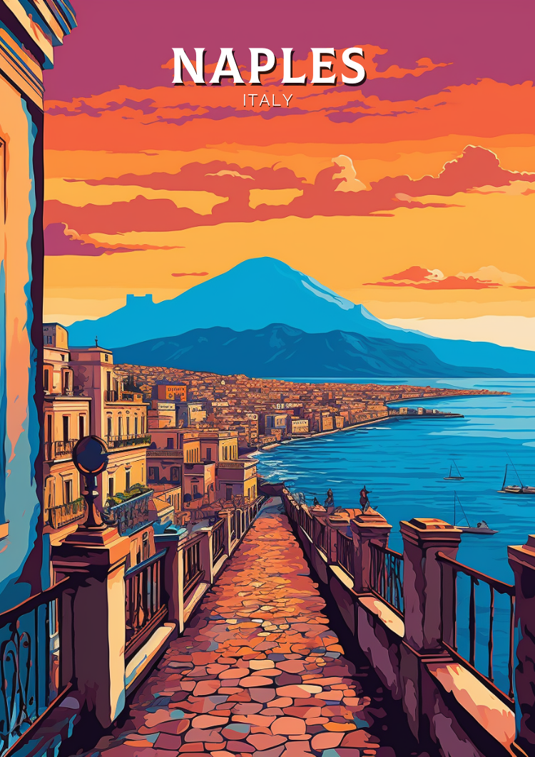 Europe NAPLES TRAVEL POSTER - ITALY ARTWORK