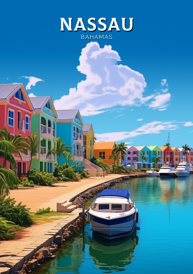 North AmericaNASSAU TRAVEL PRINT - BAHAMAS ARTWORK