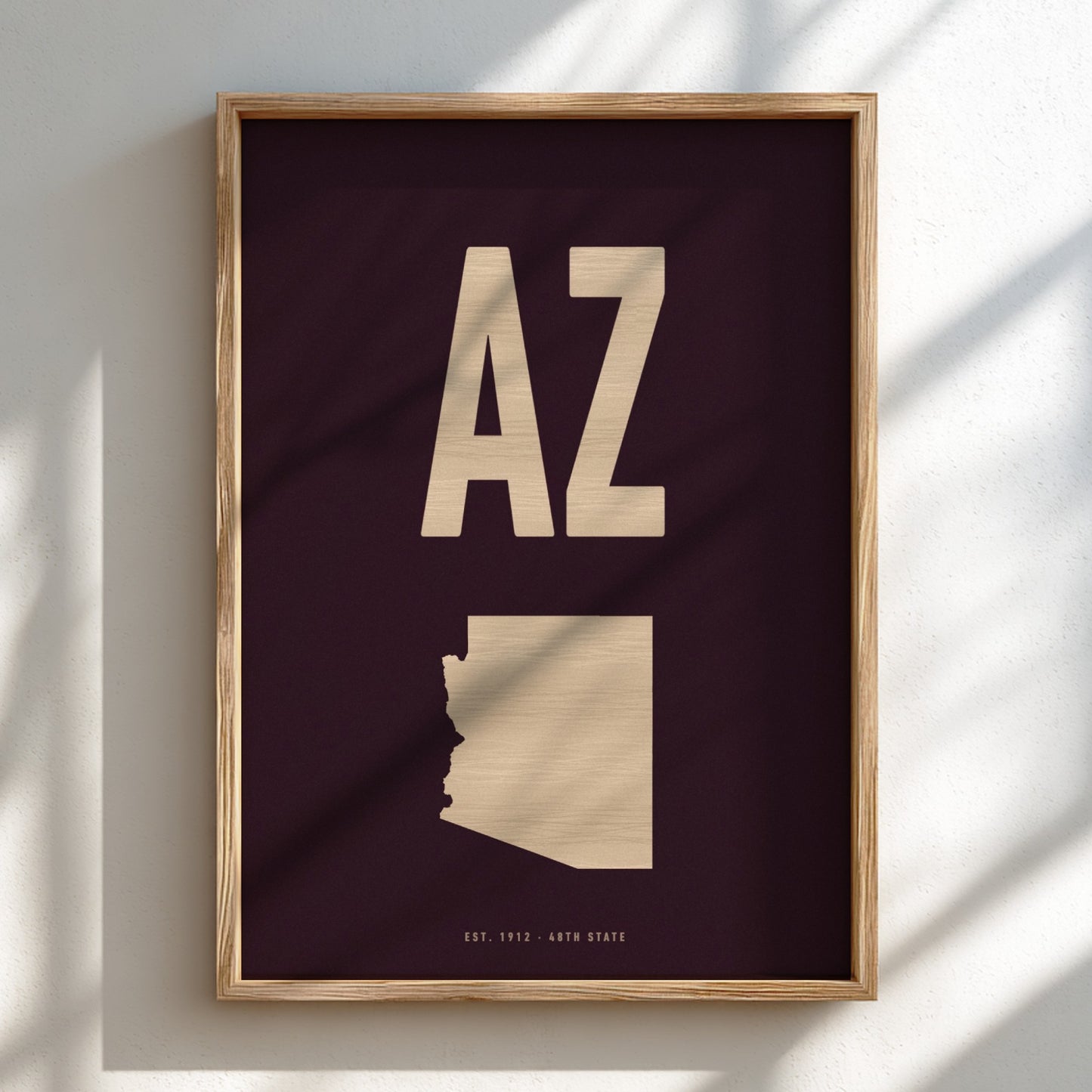 Arizona state poster featuring minimalist design with monochrome colors and bold typography