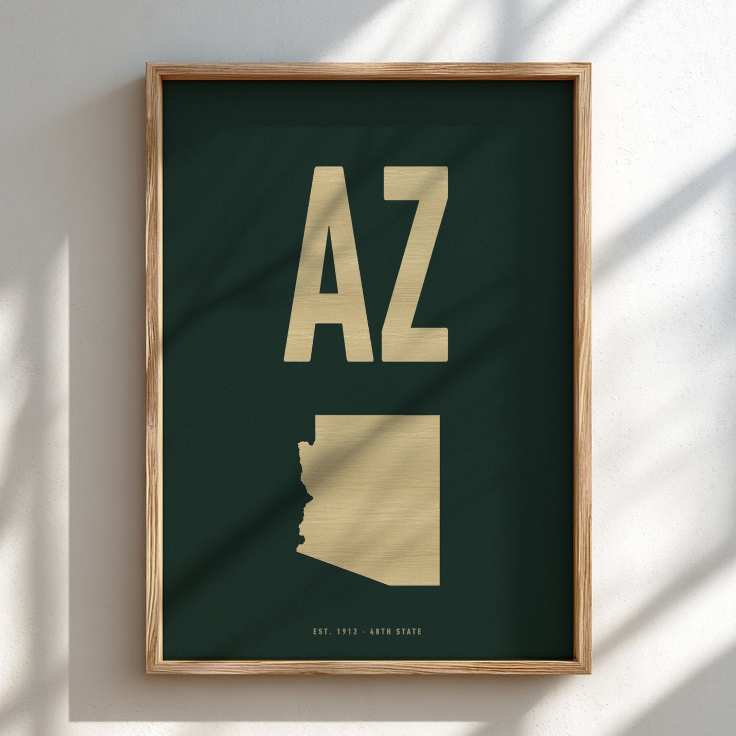 Arizona state poster featuring minimalist design with monochrome colors and bold typography