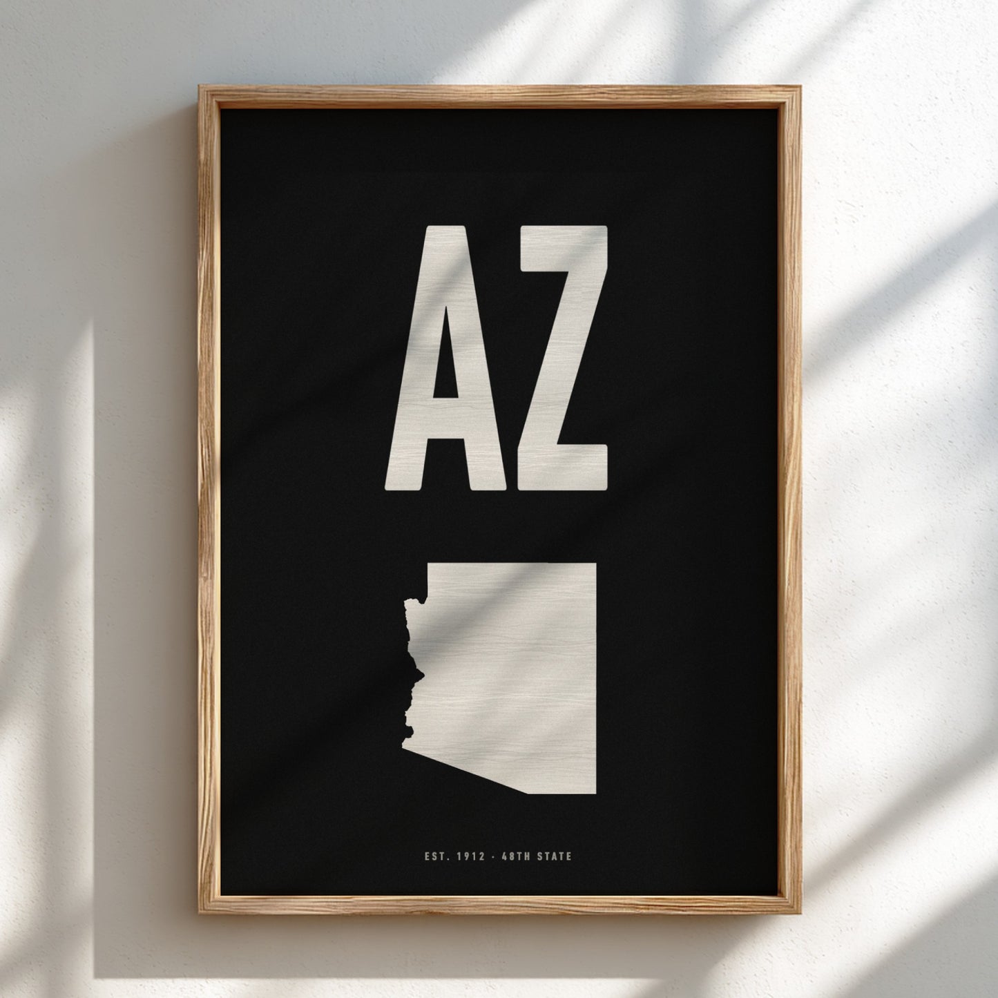 Arizona state poster featuring minimalist design with monochrome colors and bold typography