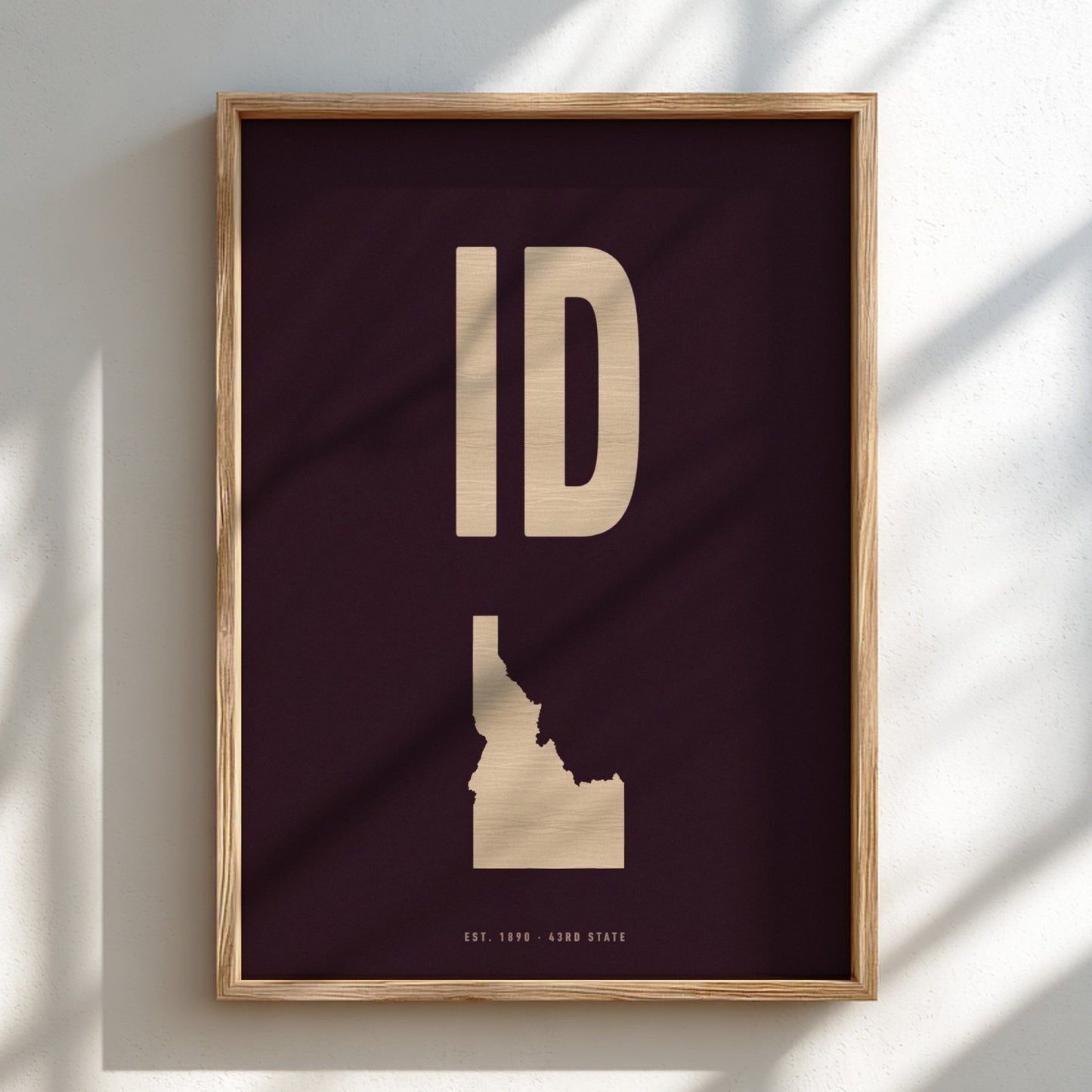 Idaho poster featuring a state outline, perfect for USA states decor.