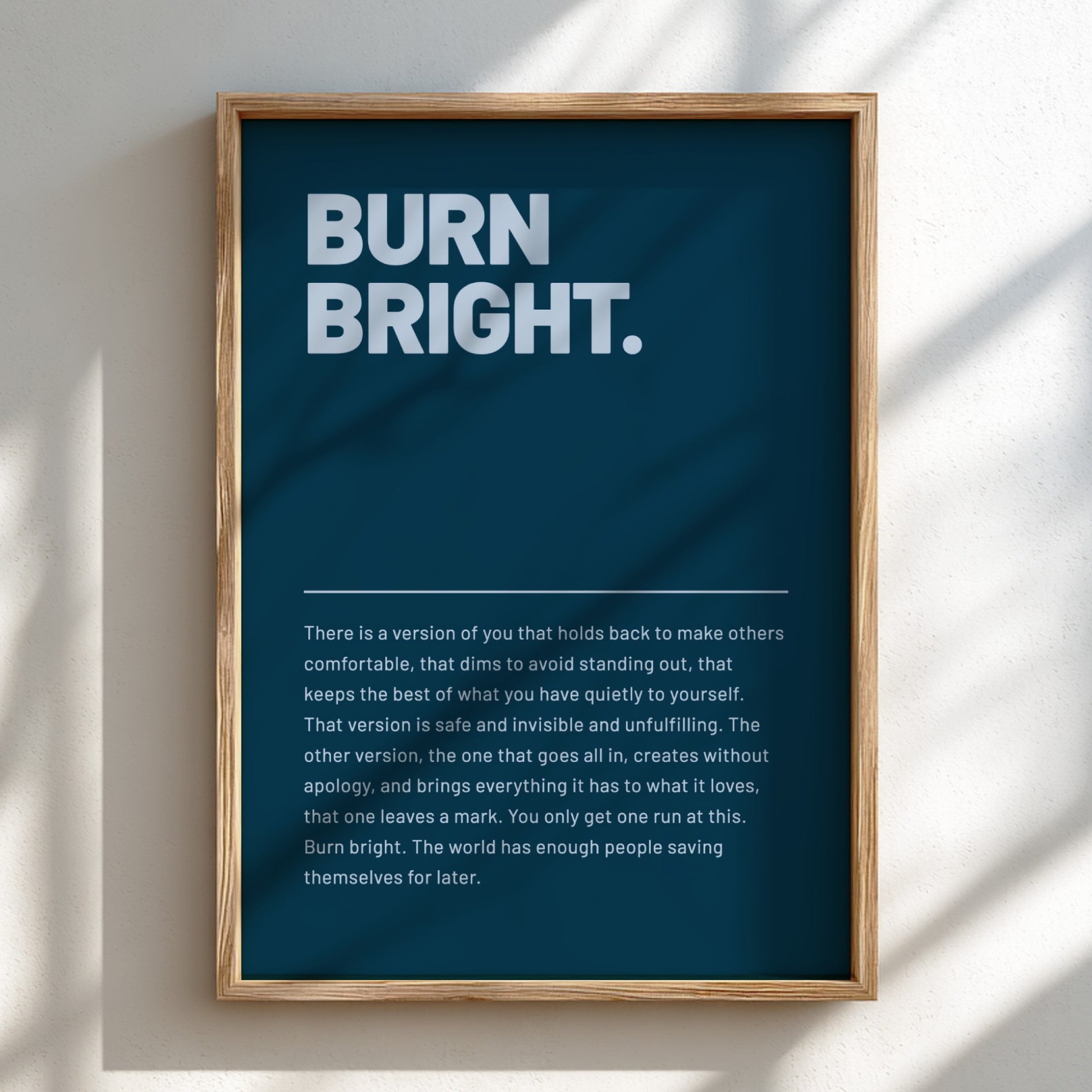 Motivational quote poster featuring bold typography and warm tones on a dark background, ideal for inspiring
