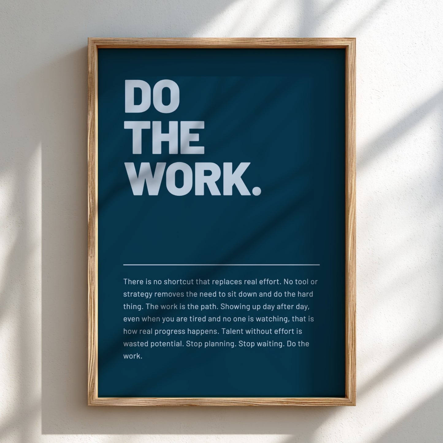 Motivational poster featuring bold typography on a dark background, ideal for home decor and office