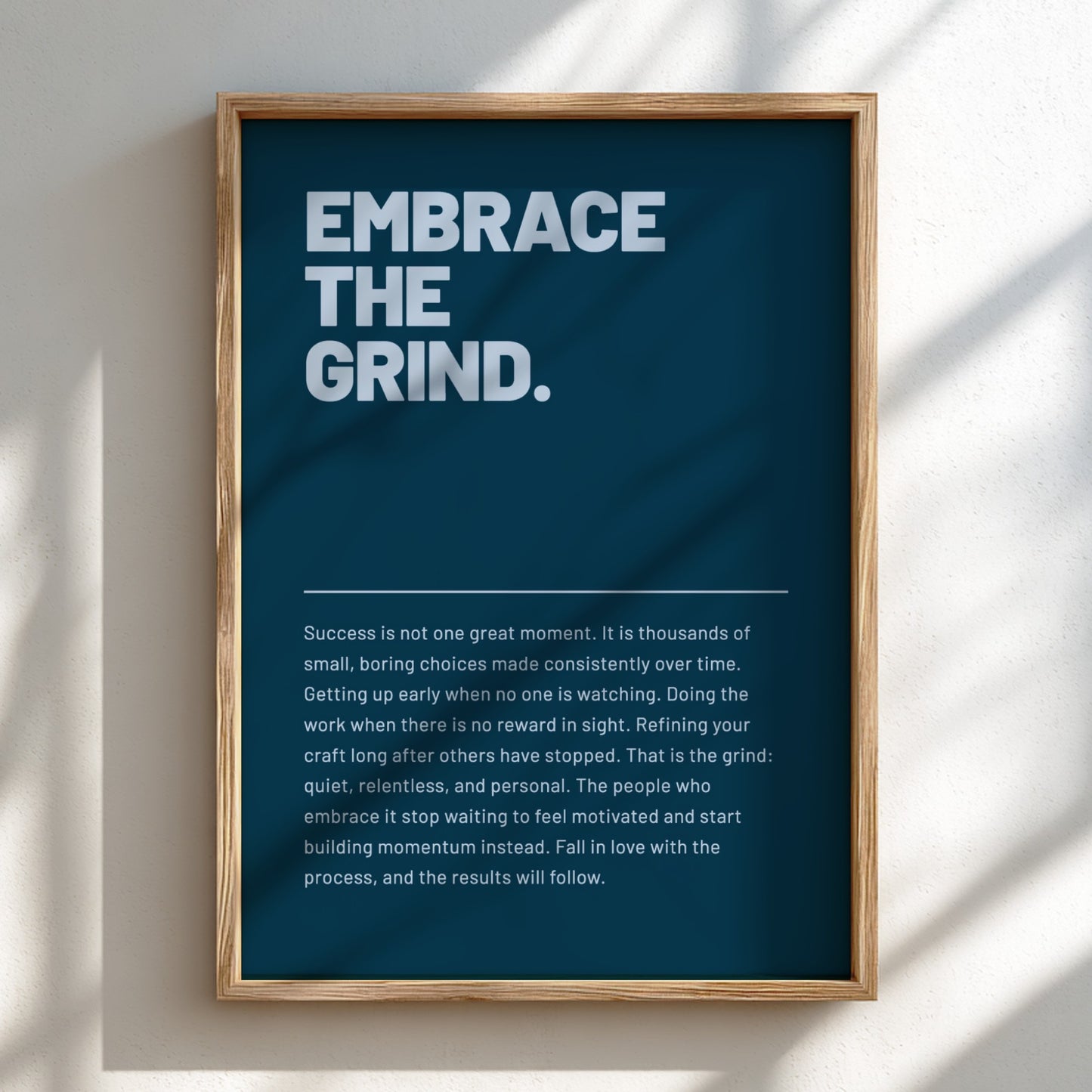 Motivational poster featuring bold typography in earthy tones, ideal for office decor and inspirational wall