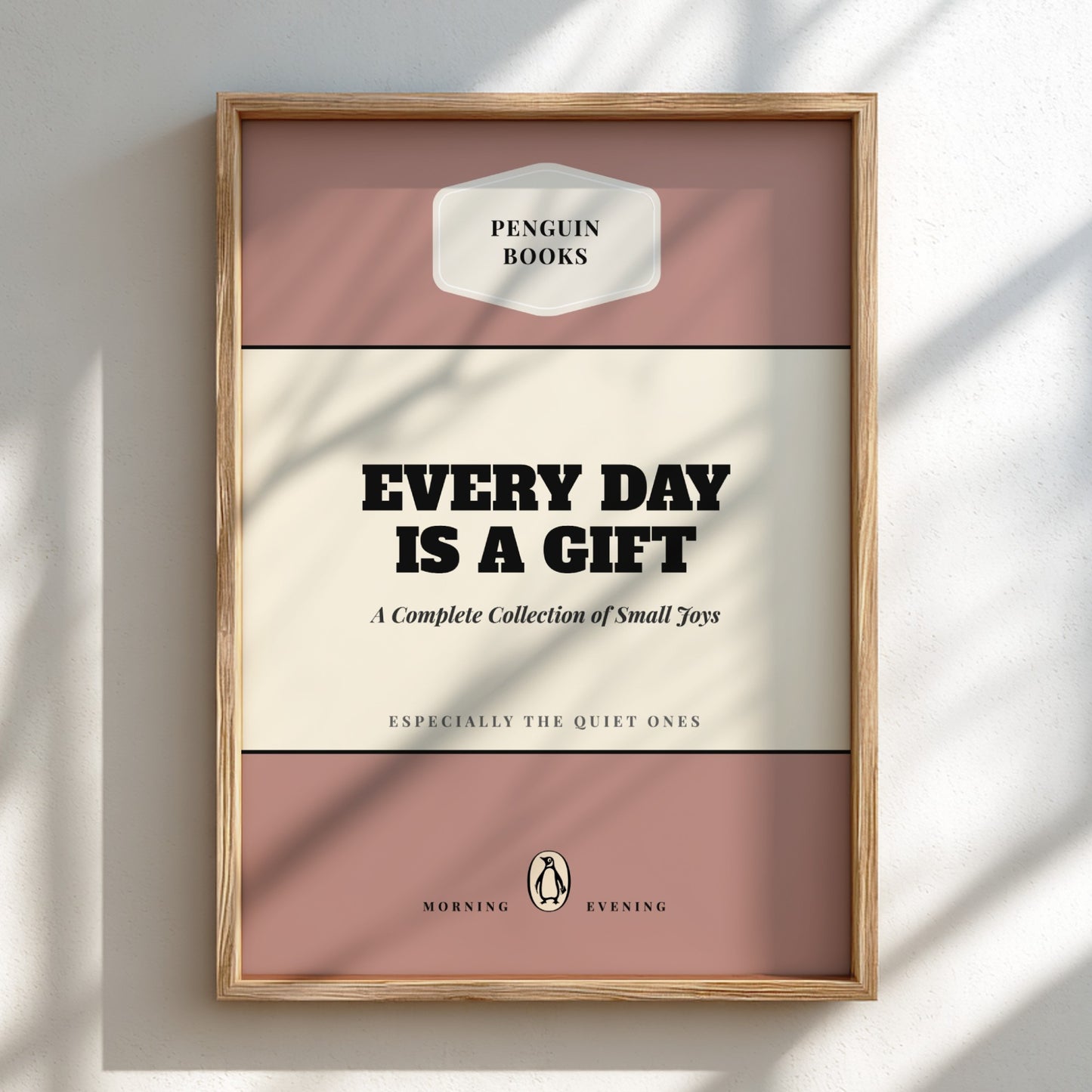 Framed book cover with 'Penguin Books' branding and text 'Every Day is a Gift'.