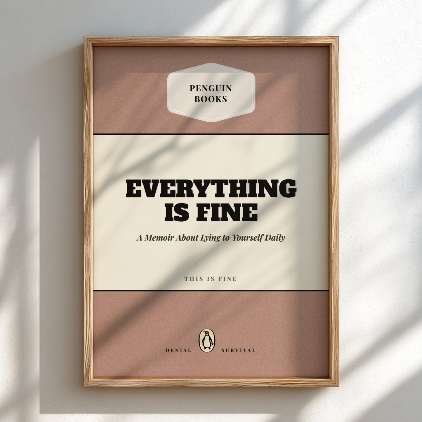 Framed book cover of 'Everything is Fine' by Penguin Books on a light background