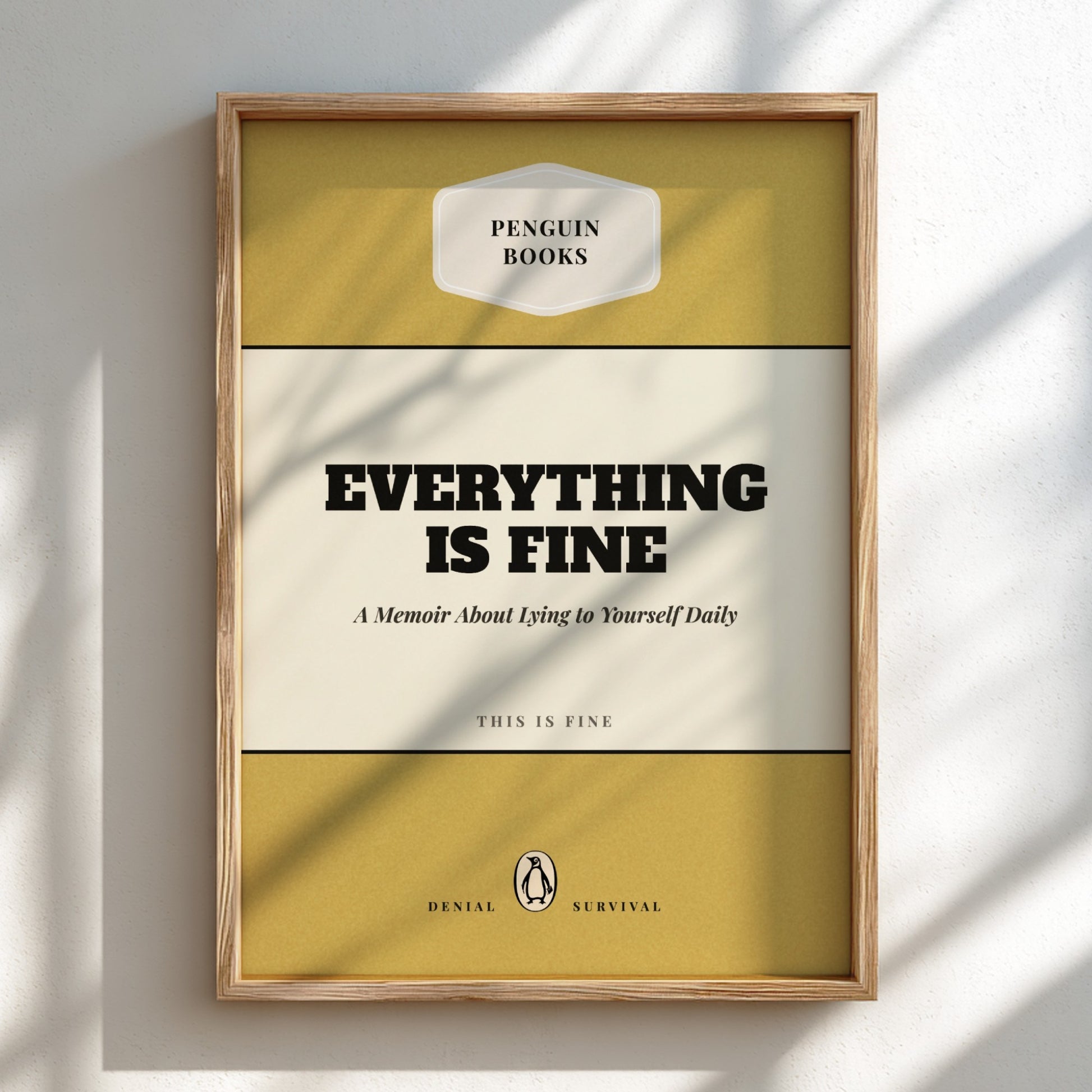 Framed book cover of 'Everything is Fine' by Jonathan Safran Foer on a light background