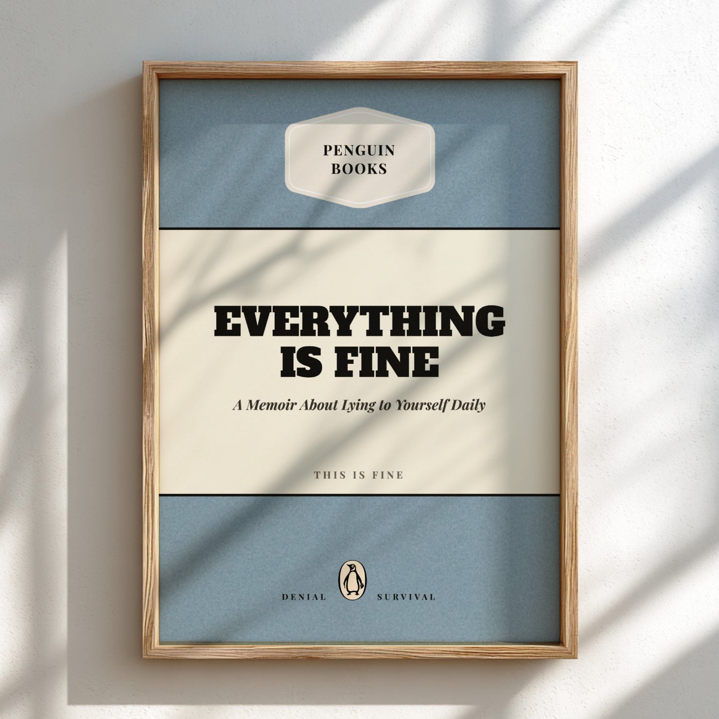 Framed book cover of 'Everything is Fine' by Jonathan Franzen with a Penguin Books logo.