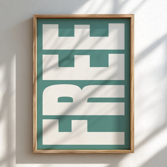 poster featuring the word 'Free' in bold typography, ideal for home decor.