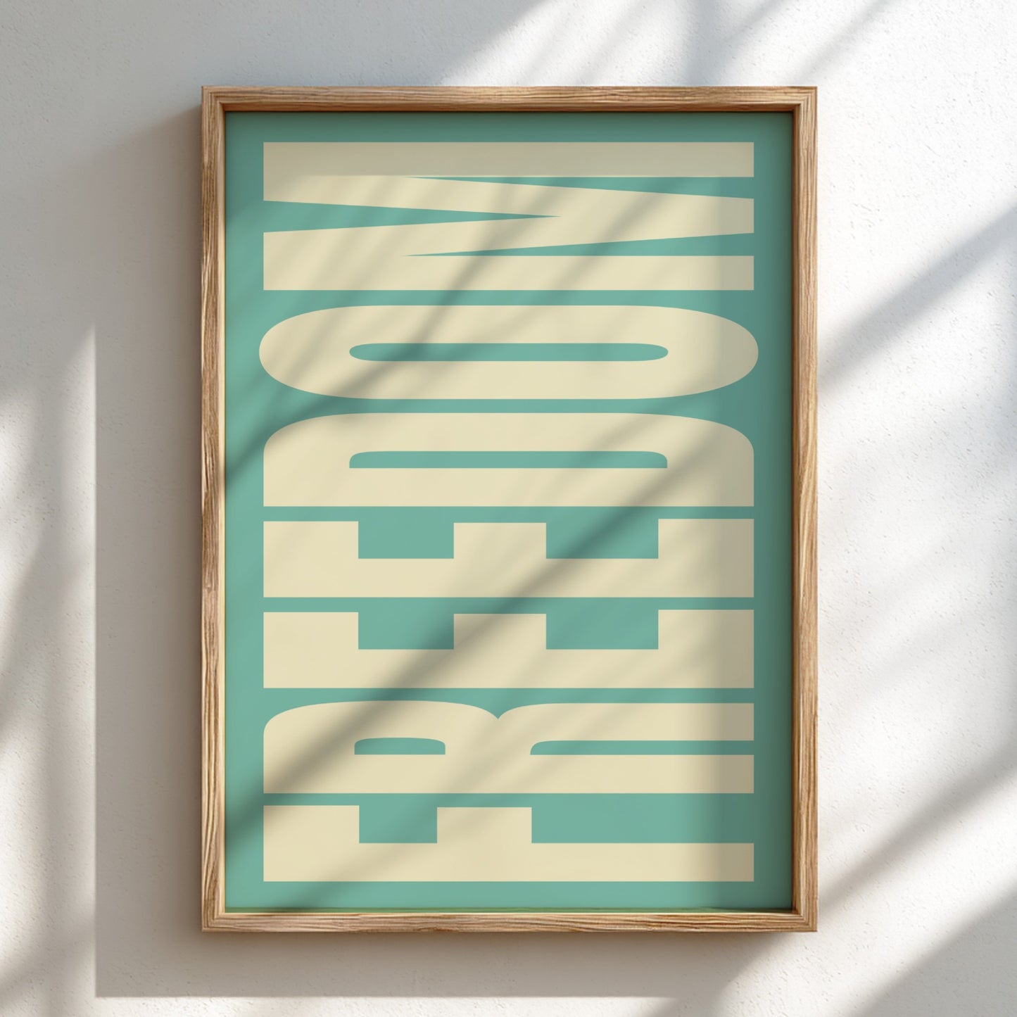 Freedom poster featuring bold typography, modern style, inspirational wall art for home decor