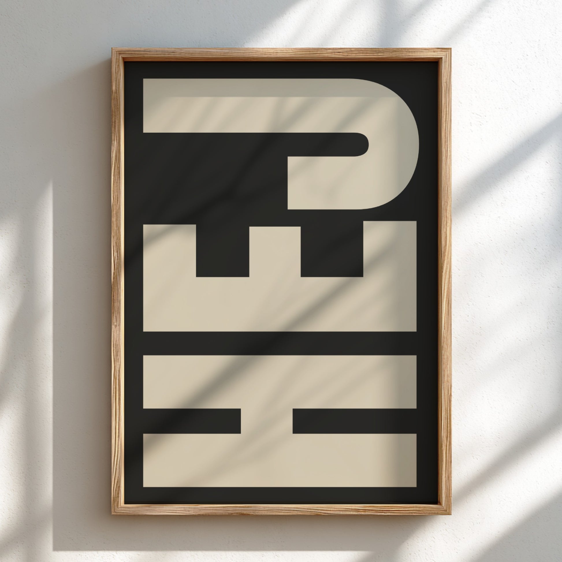HEJ poster featuring bold typography, minimalist design for modern decor
