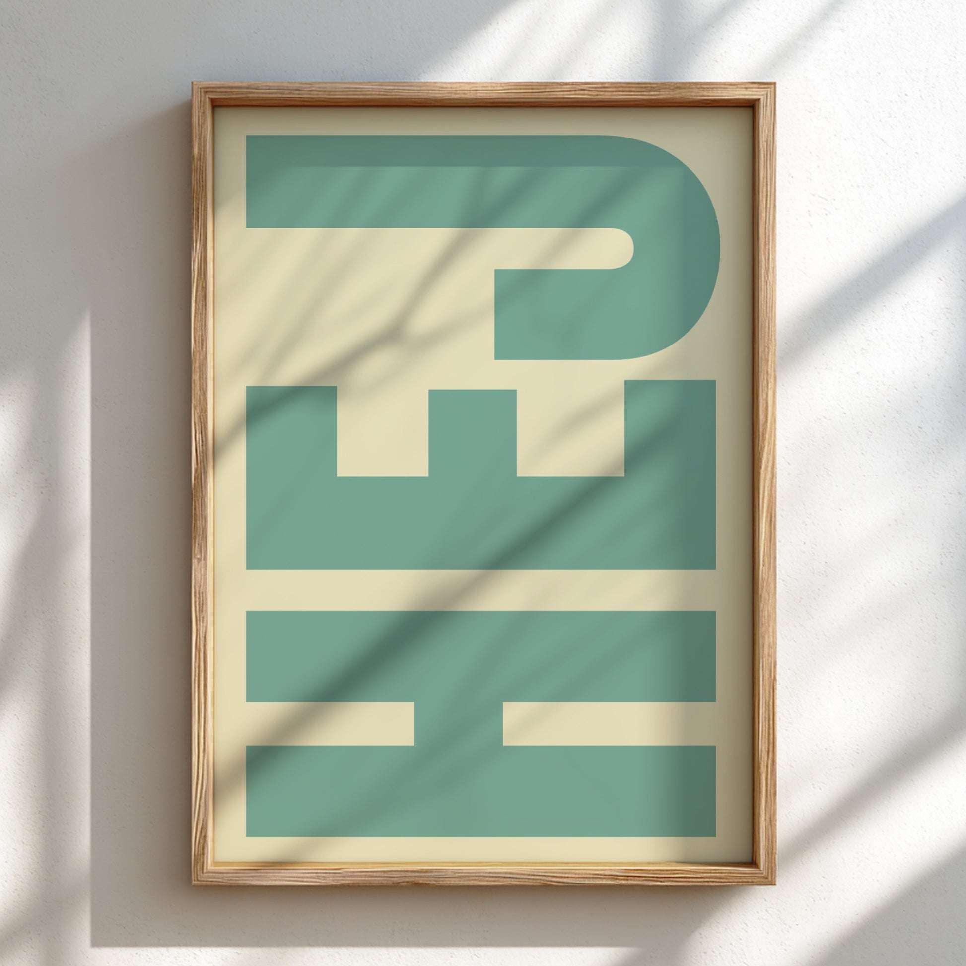 HEJ poster featuring bold typography, minimalist design for modern decor