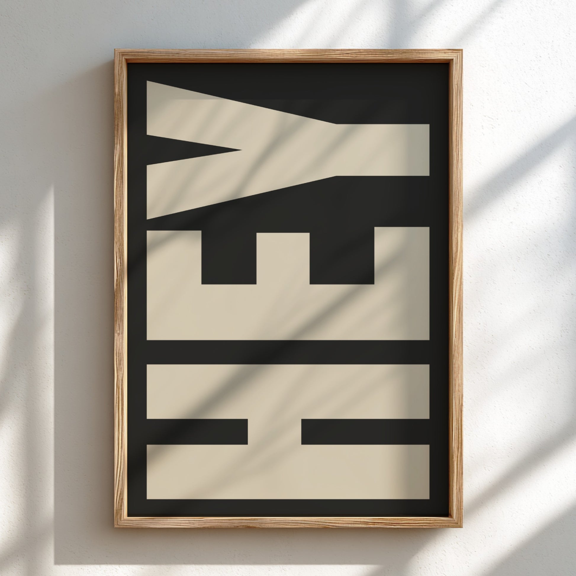 HEY poster featuring bold typography, minimalist design for modern decor