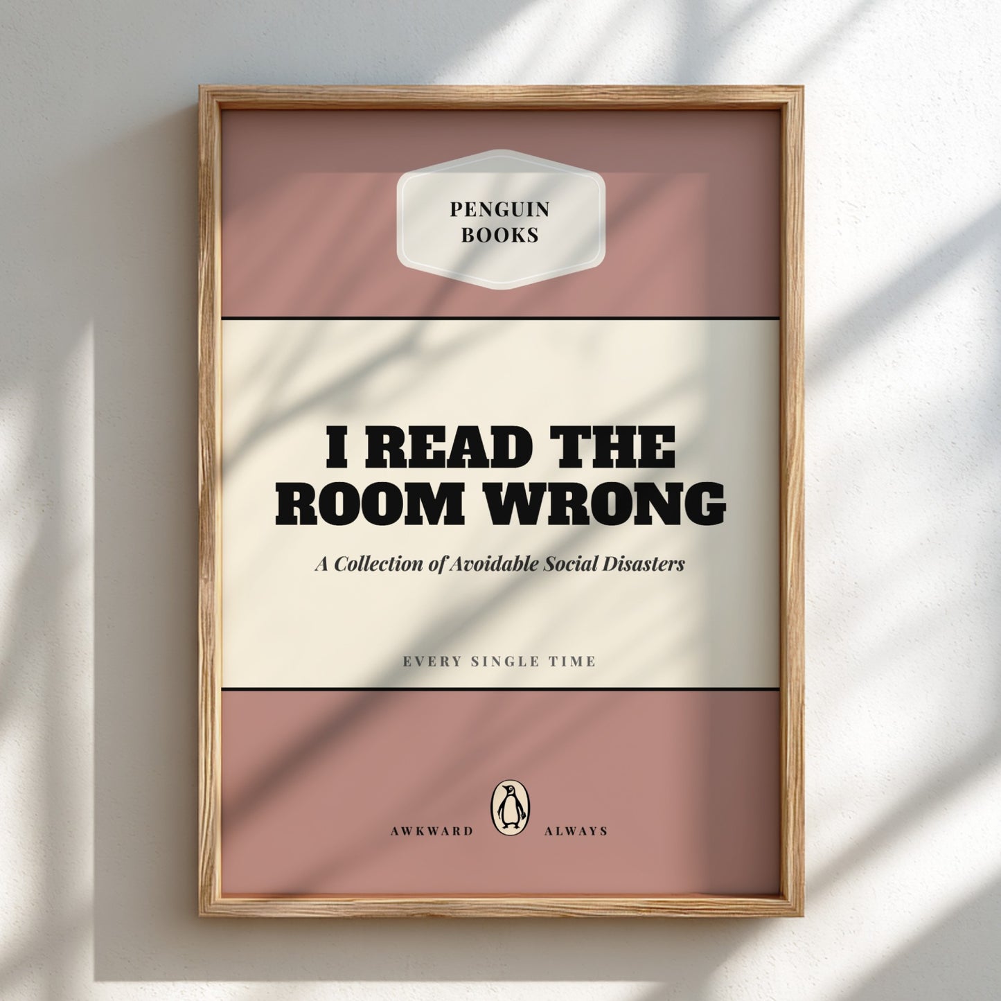 Funny quote poster featuring whimsical illustrations from the Penguins book in vibrant colors and playful