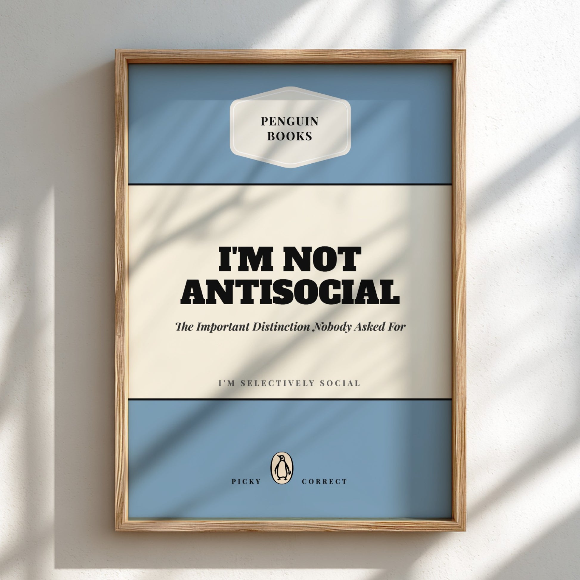 Funny quote poster featuring whimsical illustrations from the Penguins book in vibrant colors and playful