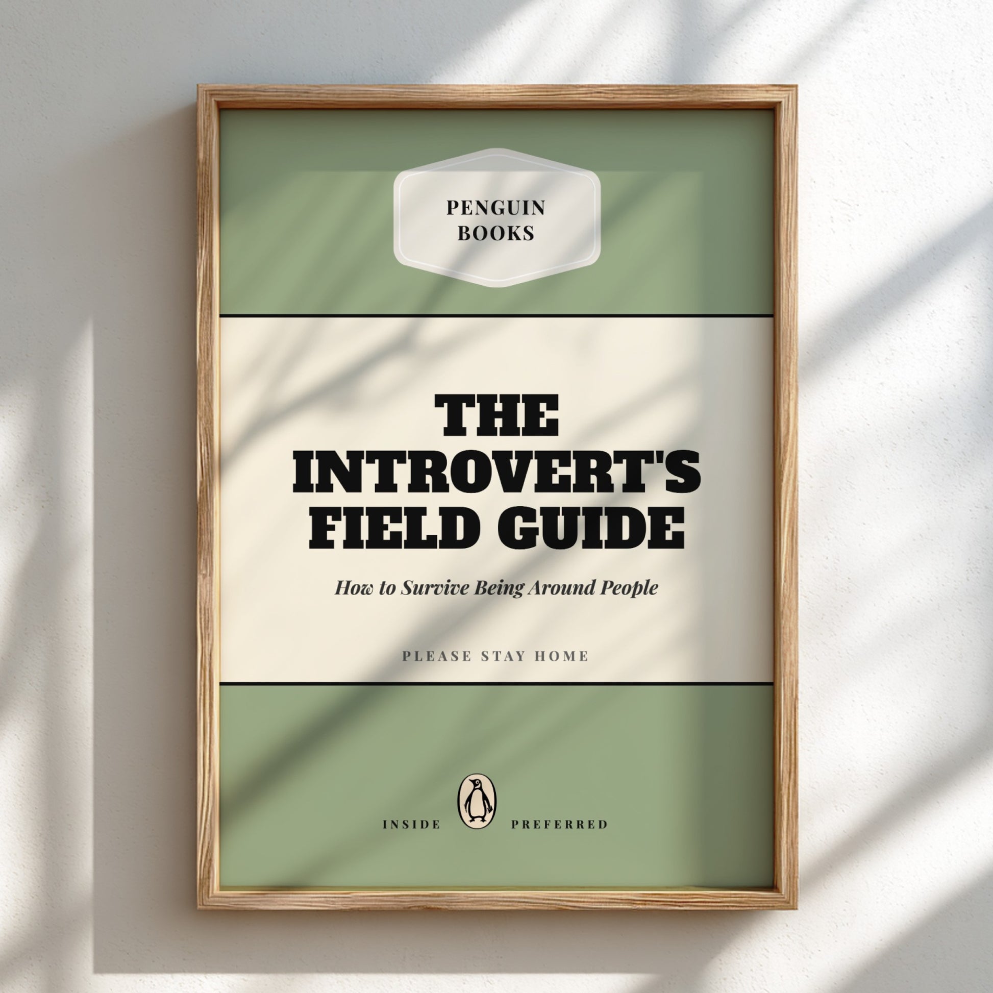 Framed book cover of 'The Introvert's Field Guide' by Penguin Books on a light background