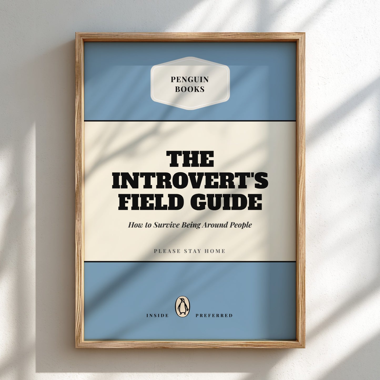 Framed book cover of 'The Introvert's Field Guide' by Penguin Books on a light background