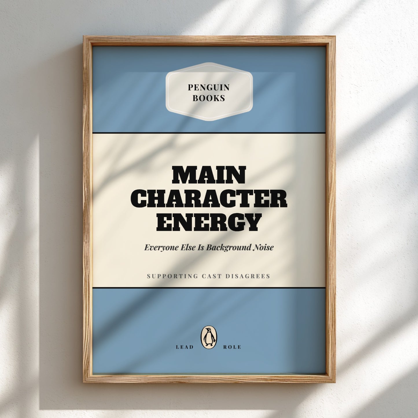 Funny quote poster featuring whimsical illustrations from the Penguins book in vibrant colors and playful