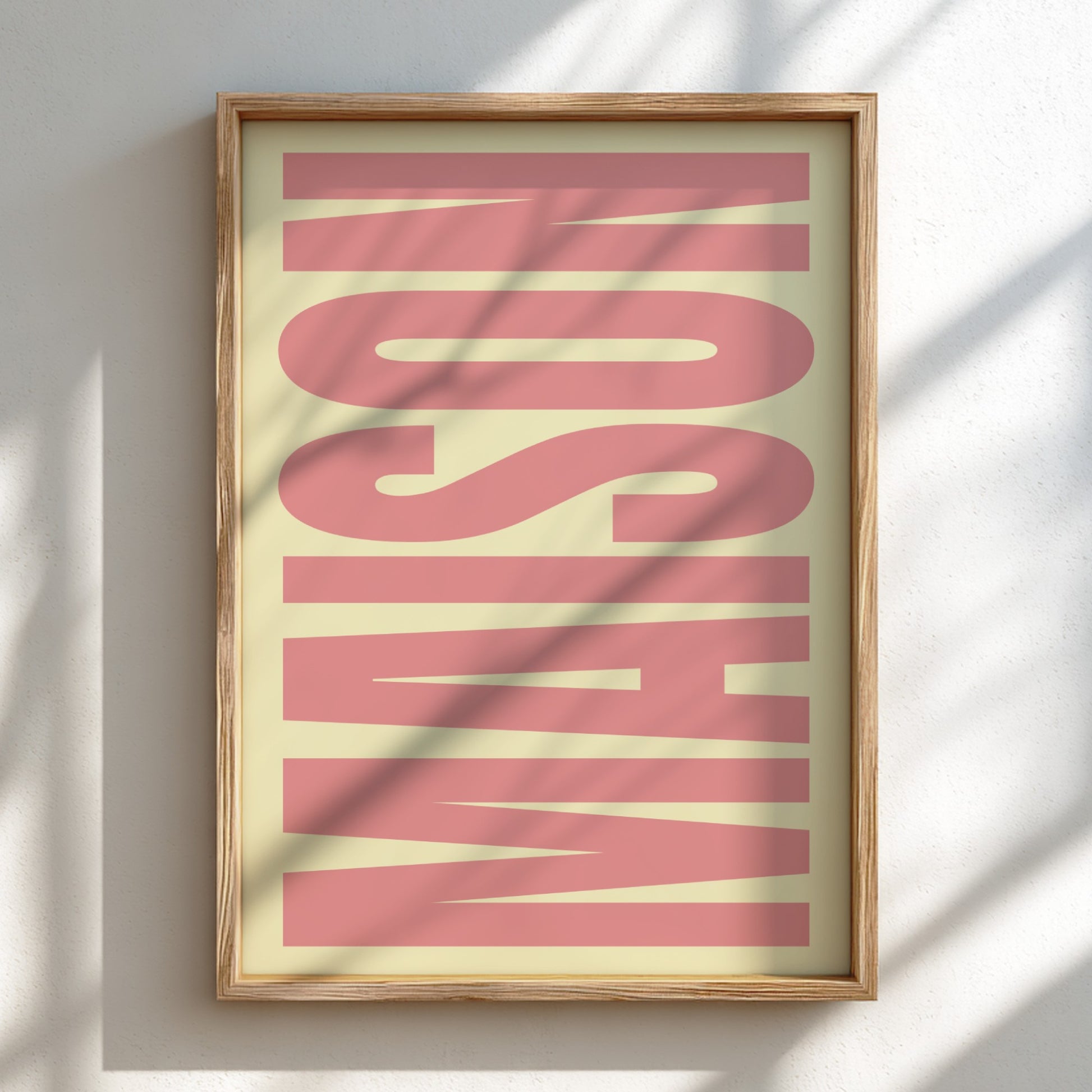 Maison poster featuring a bold typography, modern wall art for home decor.