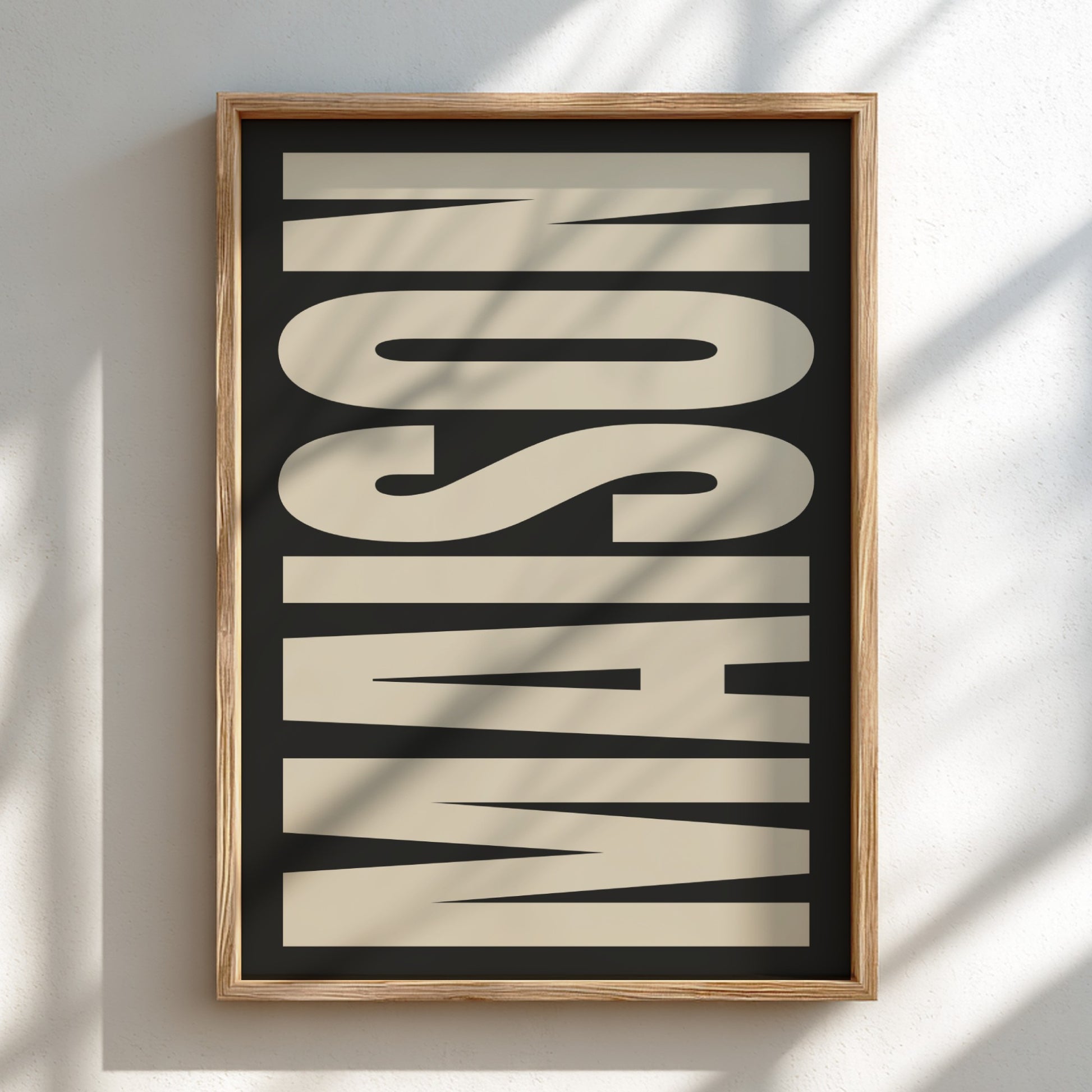 Maison poster featuring a bold typography, modern wall art for home decor.