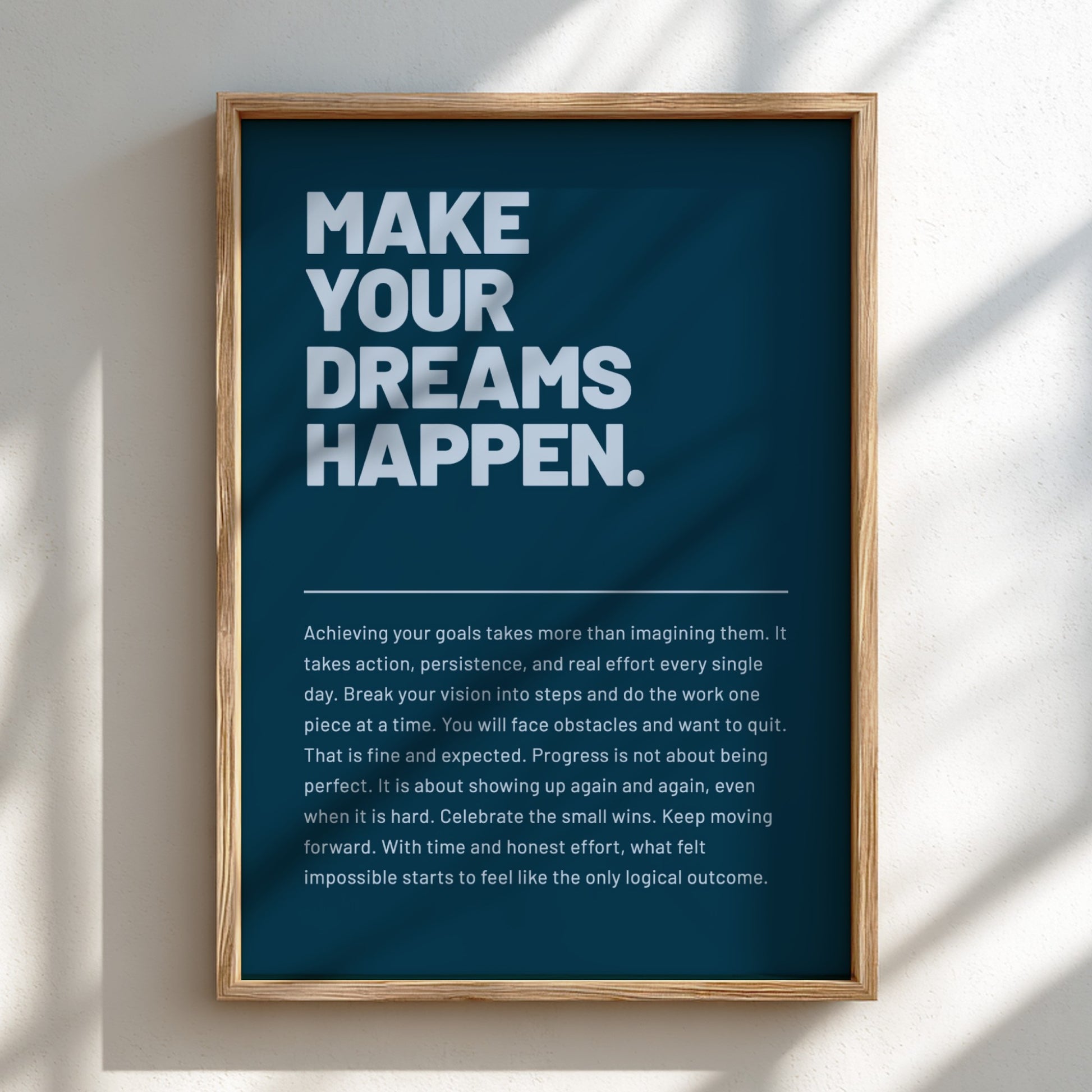 Motivational poster featuring bold typography and minimalist design 