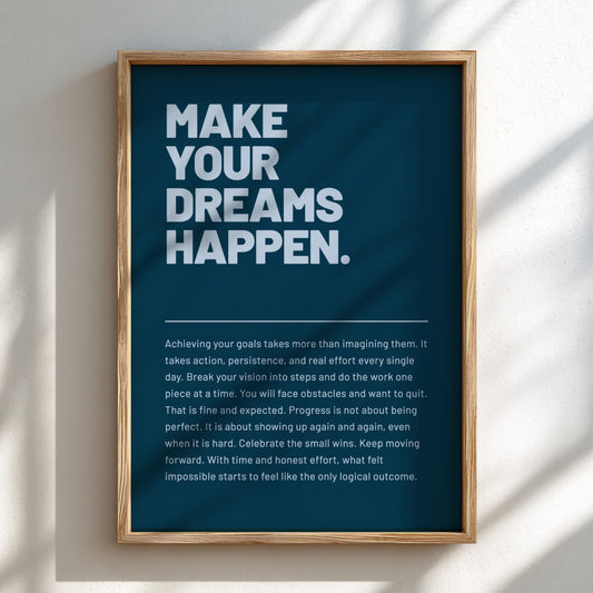 Motivational poster featuring bold typography and minimalist design 
