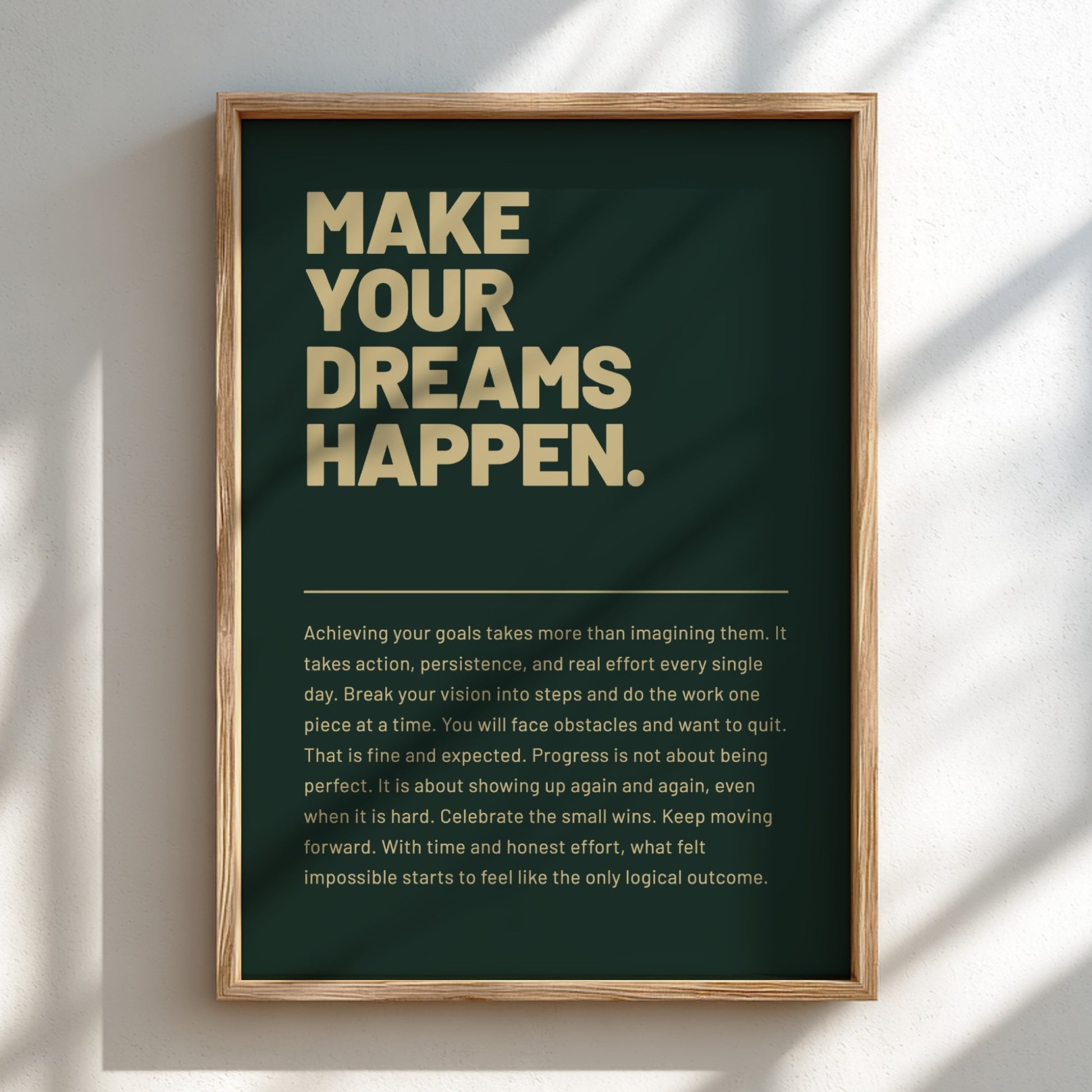 Motivational poster featuring bold typography and minimalist design 