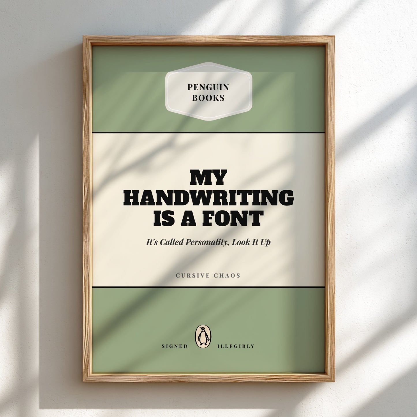 Funny quote poster featuring whimsical illustrations from the Penguins book in vibrant colors and playful