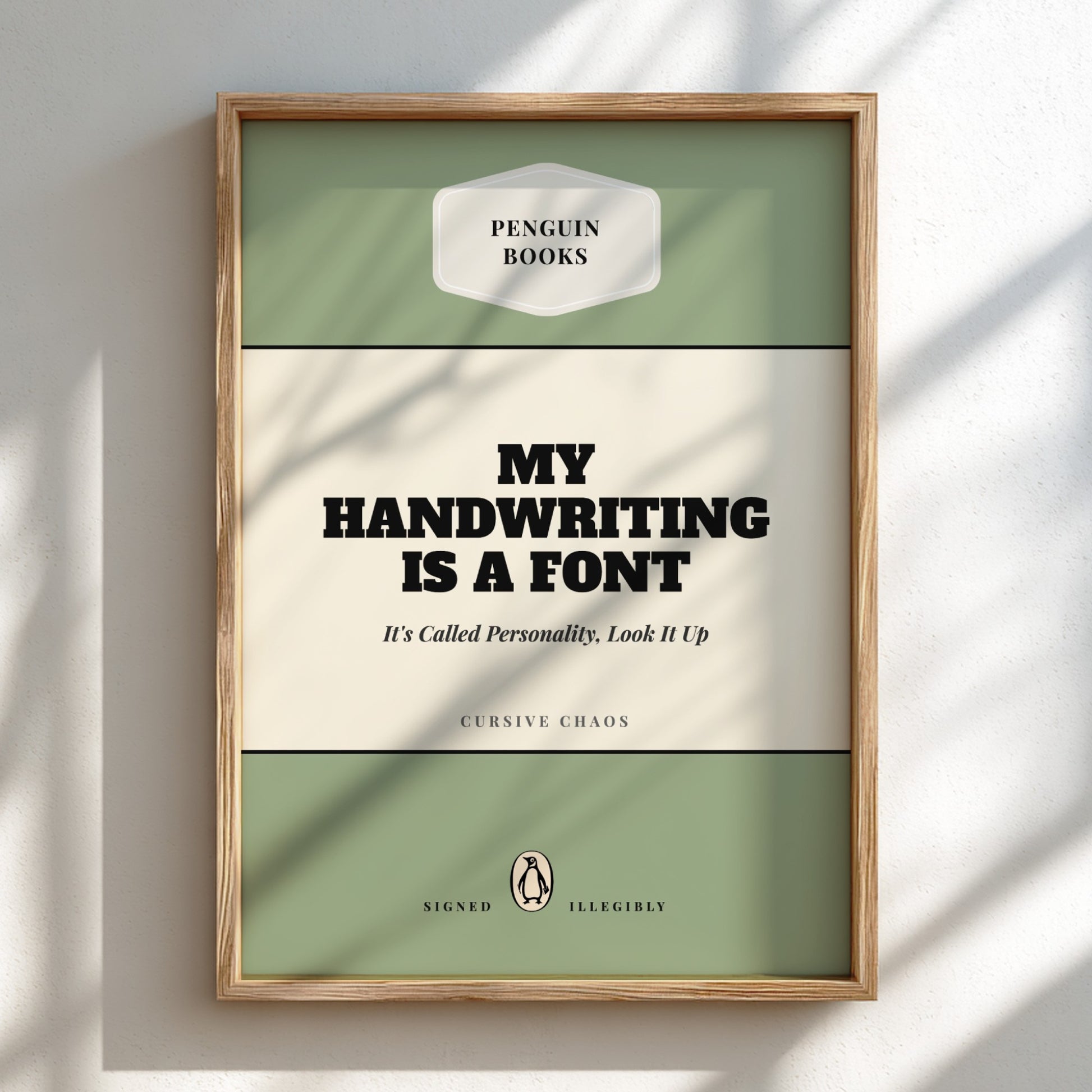 Funny quote poster featuring whimsical illustrations from the Penguins book in vibrant colors and playful