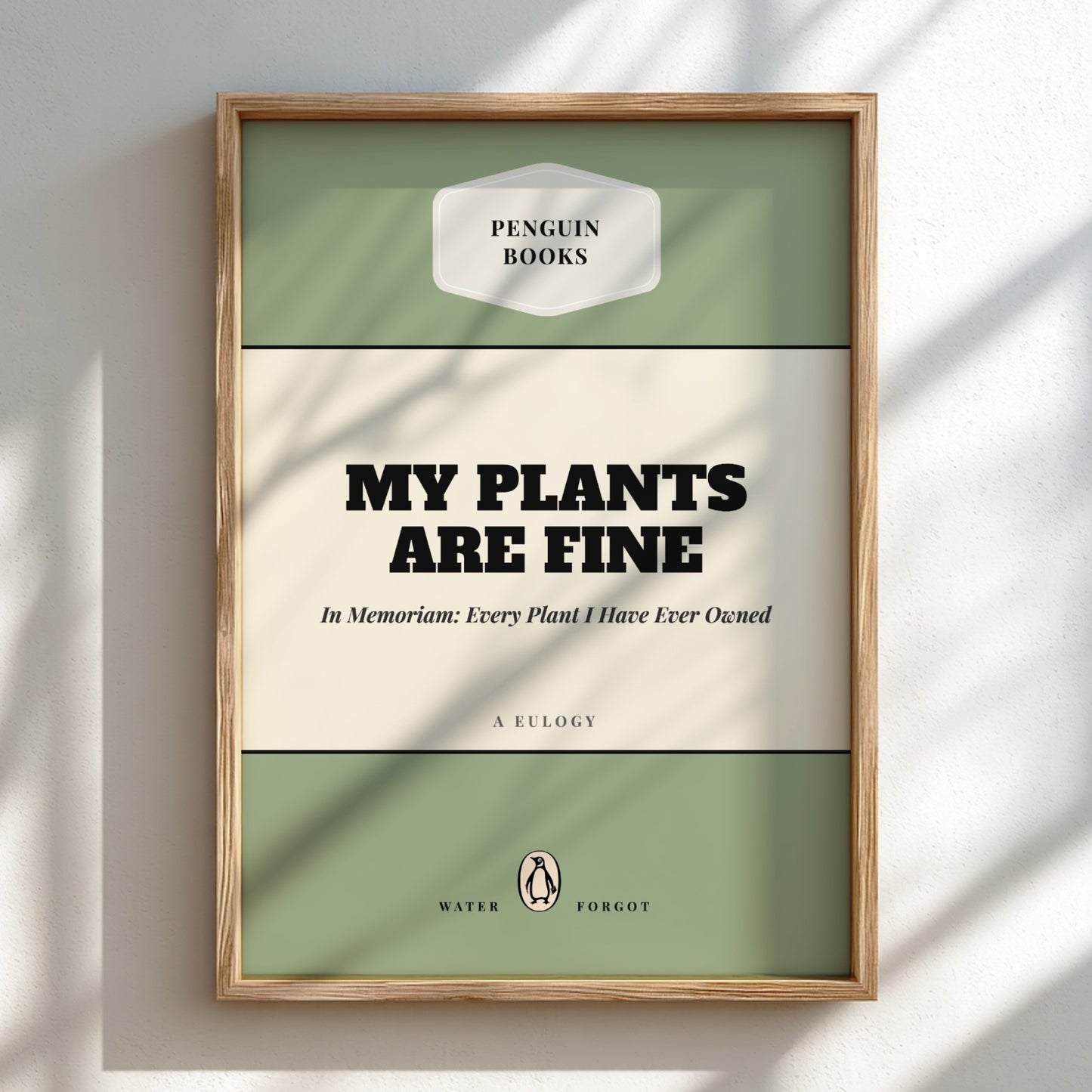 Funny quote poster featuring whimsical illustrations from the Penguins book in vibrant colors and playful