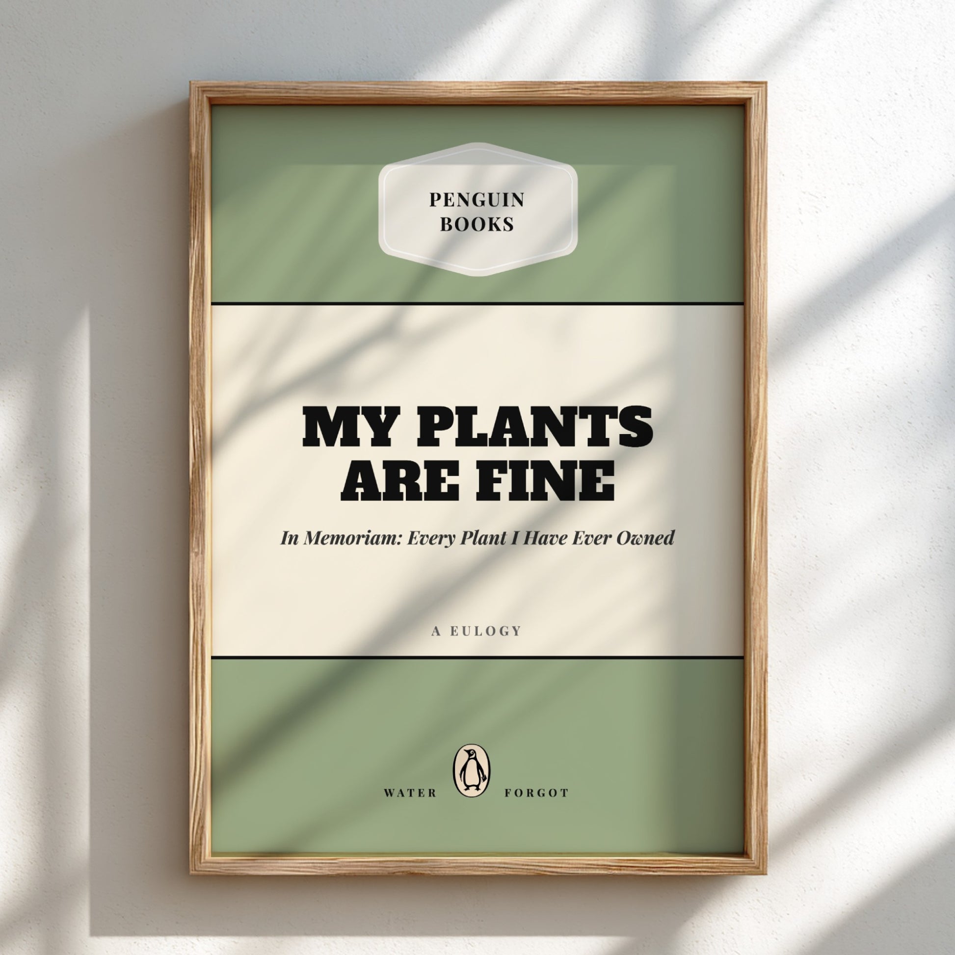 Funny quote poster featuring whimsical illustrations from the Penguins book in vibrant colors and playful