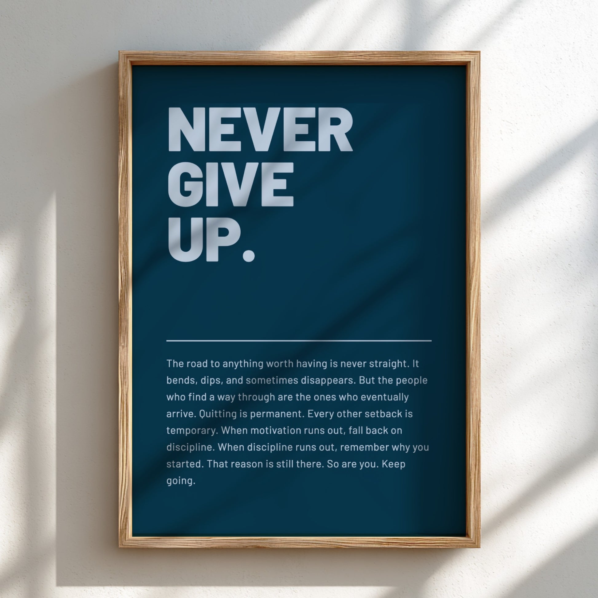 Motivational poster featuring bold typography and minimalist design 