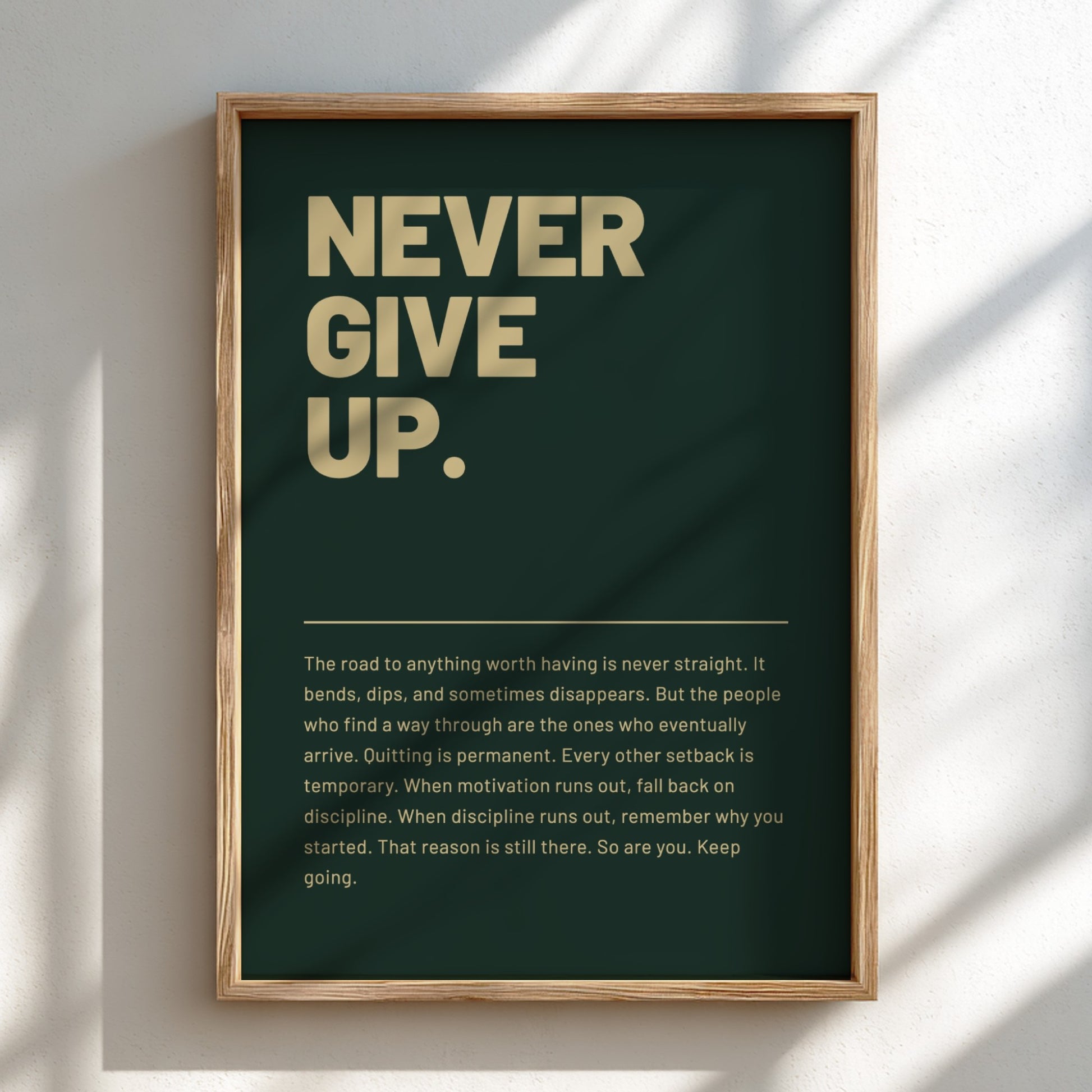 Motivational poster featuring bold typography and minimalist design 