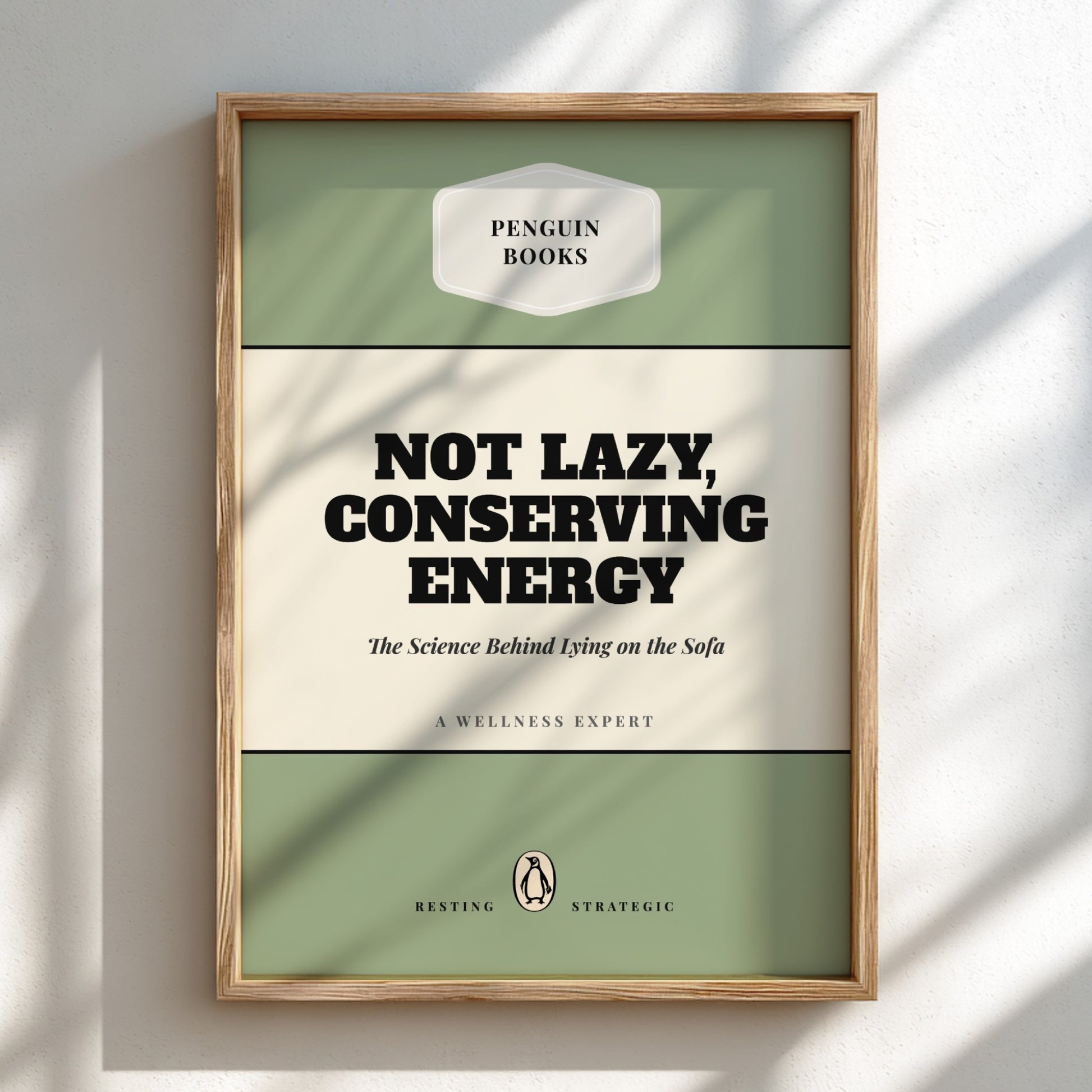 Funny quote poster featuring whimsical illustrations from the Penguins book in vibrant colors and playful
