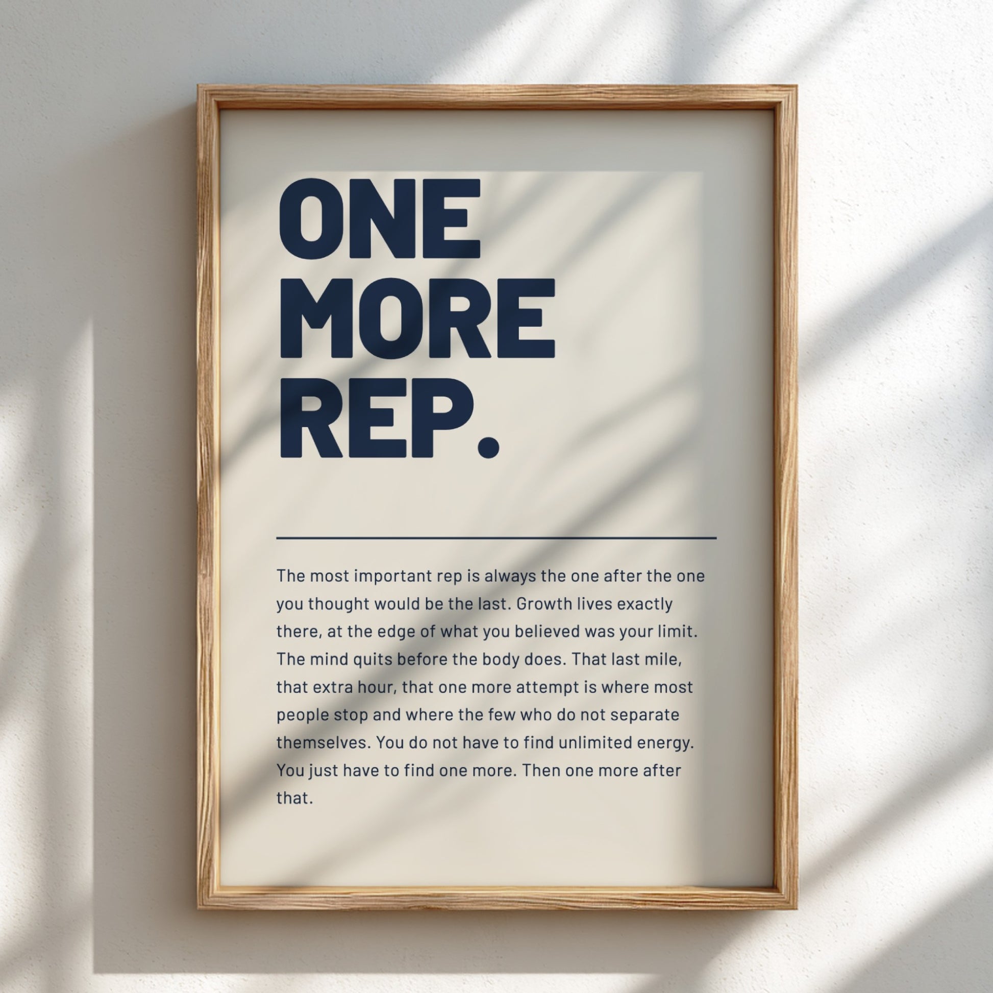 Framed motivational poster with text on a light background