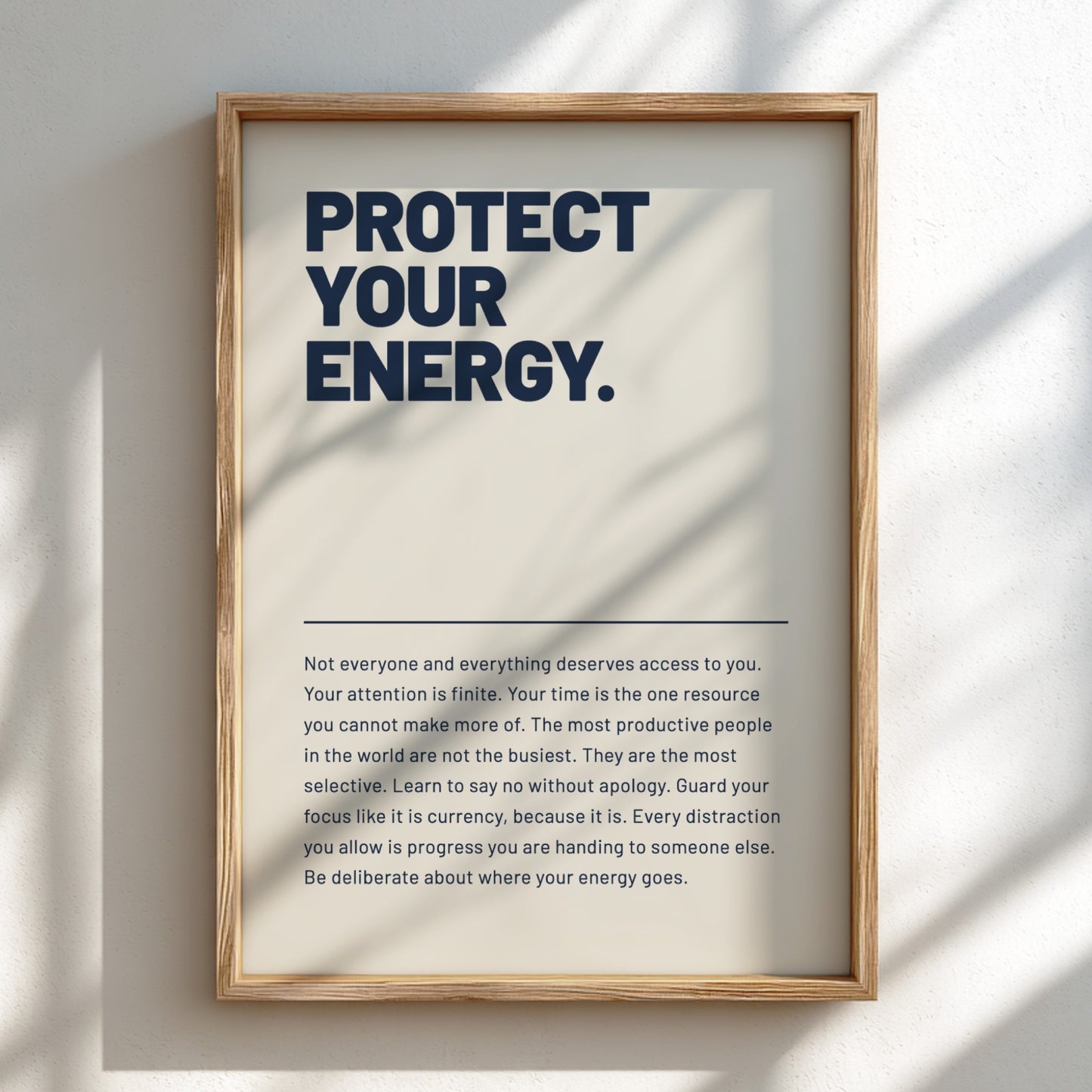 Framed poster with motivational text on a light background
